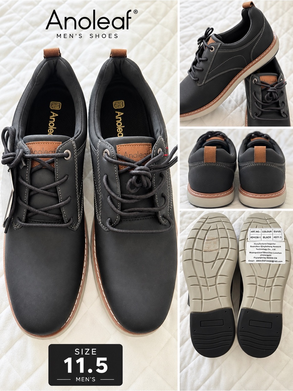 Men's Black Oxford Derby with Tan Accents